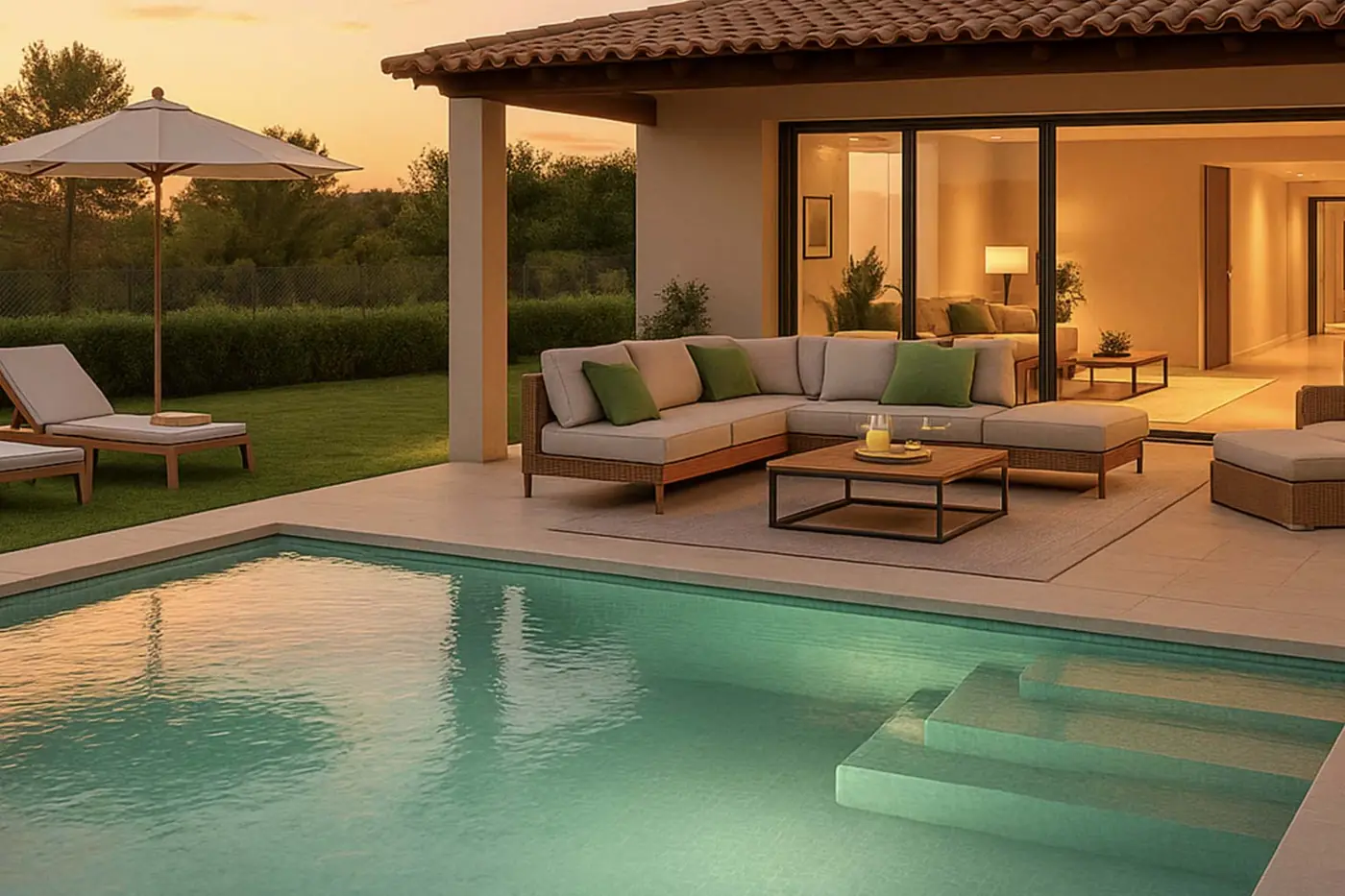 Jardín y piscina de una vivienda de New Living Olías